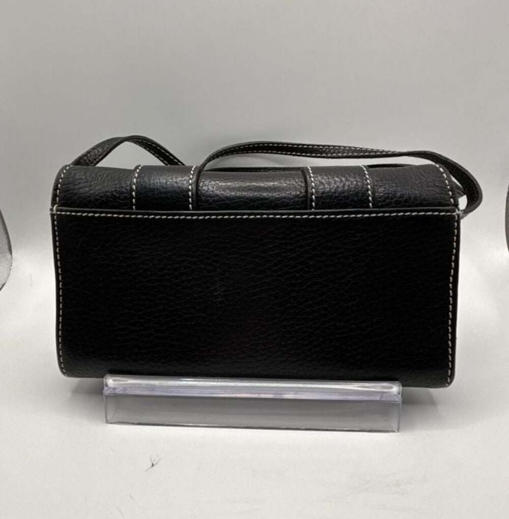 Brighton Black Pebbled Leather Organizer Wallet with Buckle Accents and Strap - Picture 2 of 7